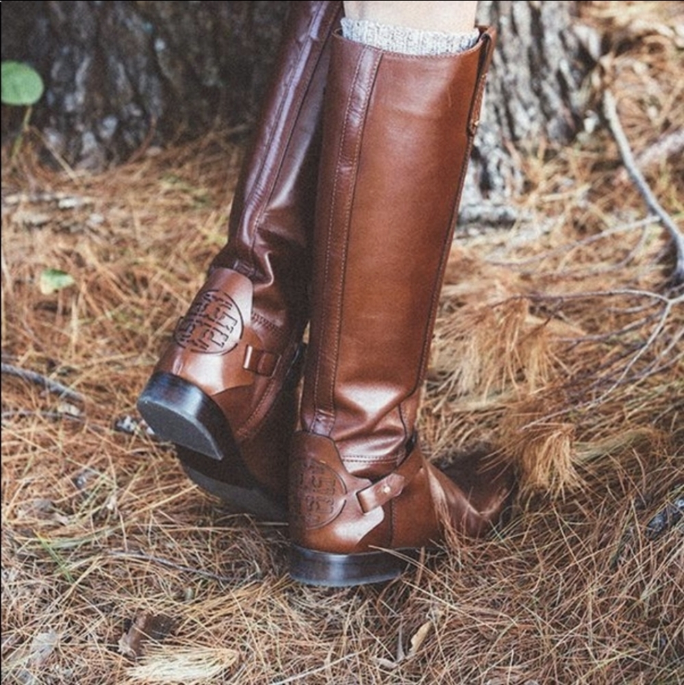 Tory Burch Derby Riding Boot Almond size 7.5